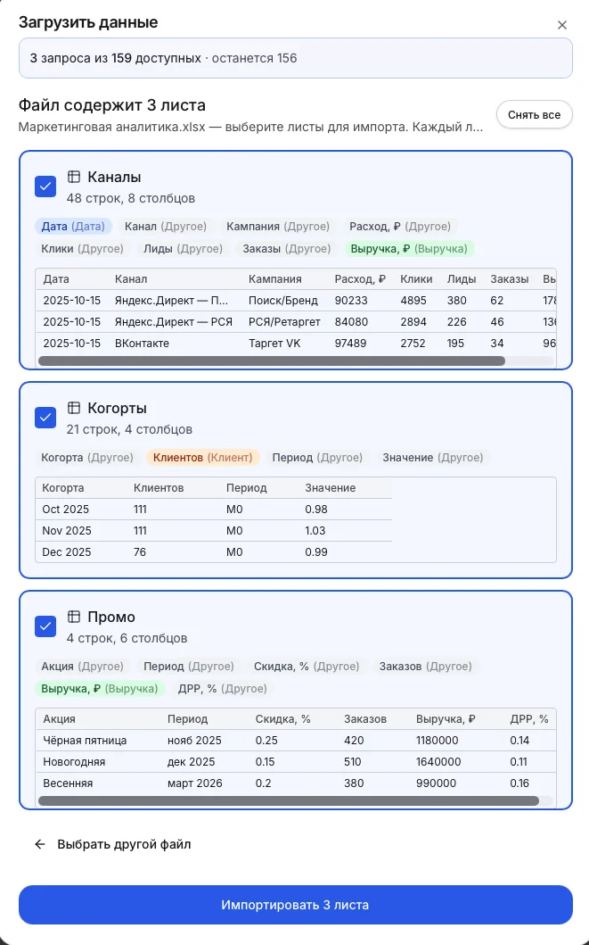 Объединение нескольких источников данных в Реккоре